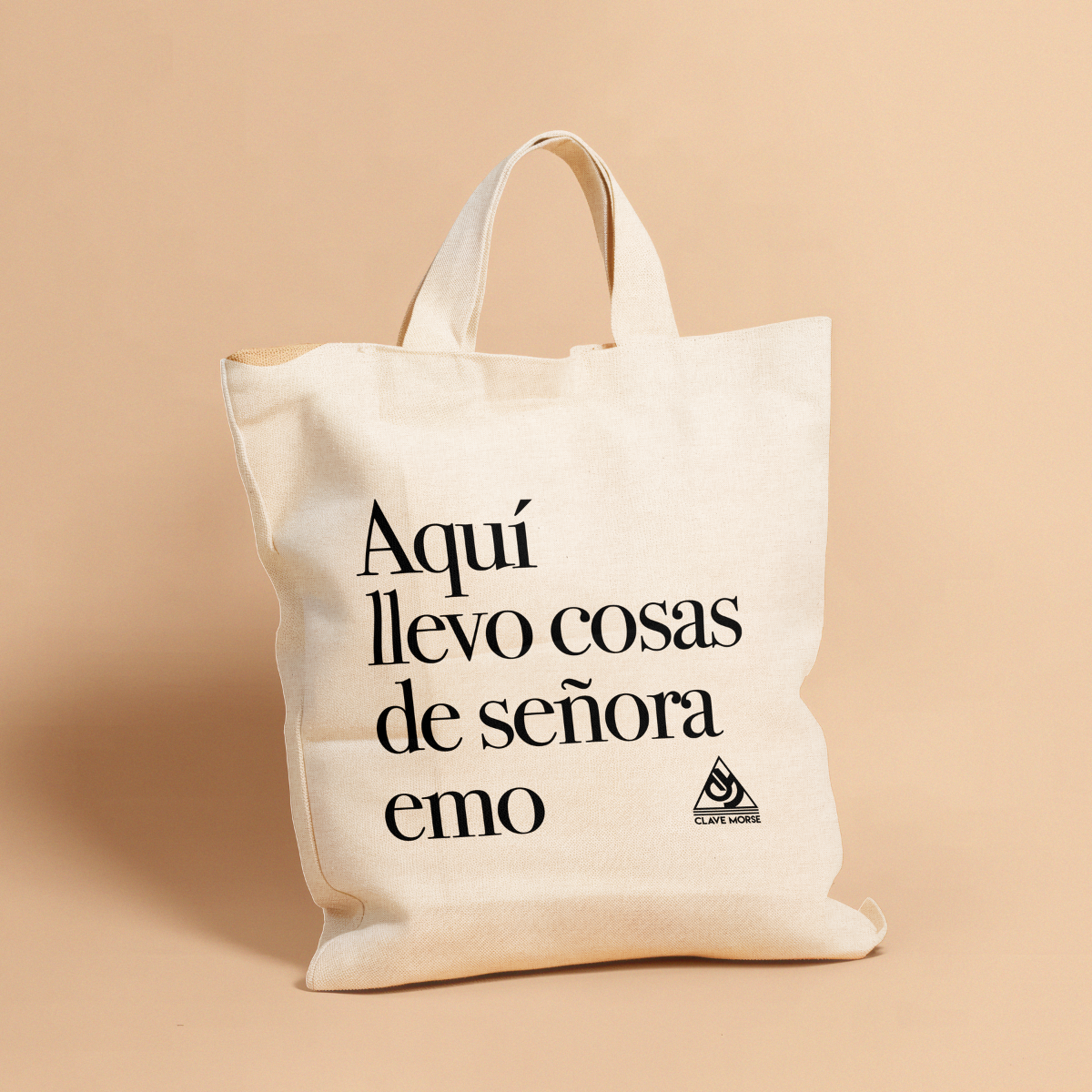 Tote Bag – “Aquí llevo cosas de señora emo” – Clave Morse